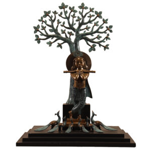 N-S-Rana-Krishna-with-peacock-and tree